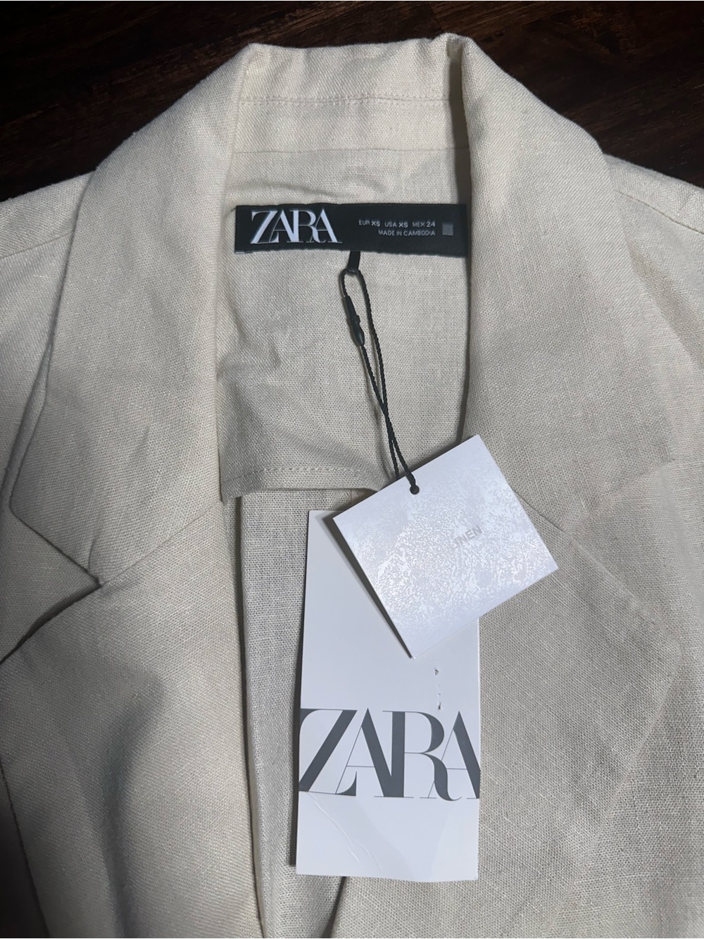 ZARA Beige Linen-Blend Blazer - Picture 2 of 7